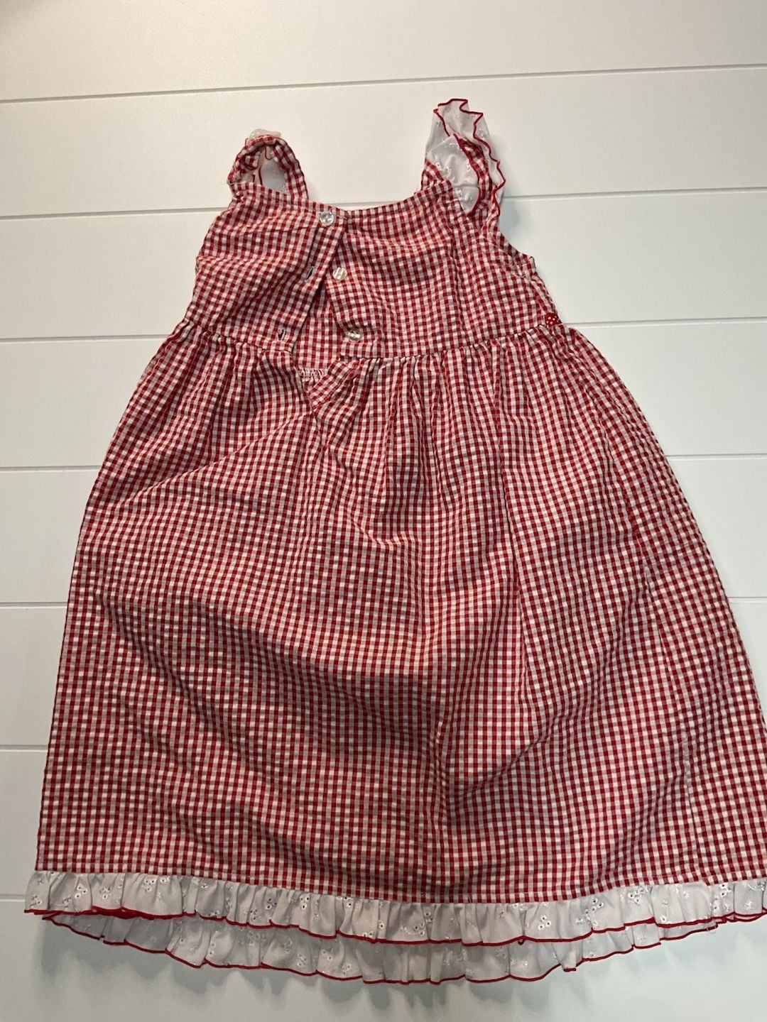 Youngland Red Gingham Watermelon Pocket Ruffle Dress Size 6X 6