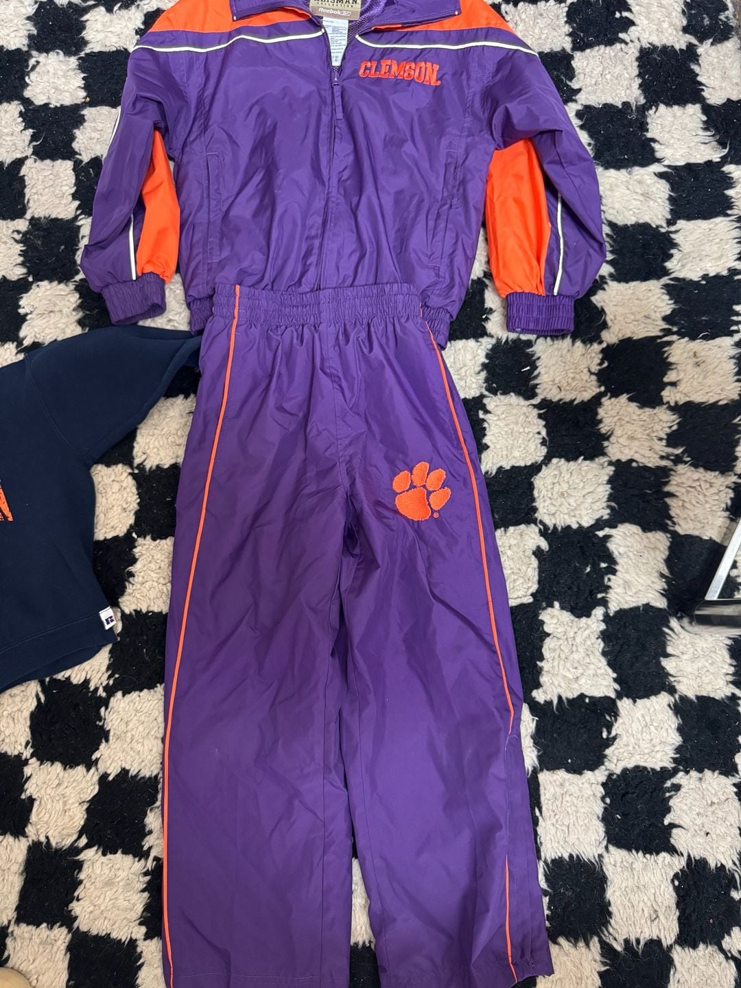 Kids Reebok Heisman Collection Clemson Tigers Purple Nylon Tracksuit Set Size Small 8 1