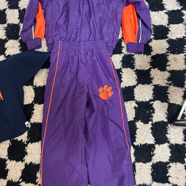 Kids Reebok Heisman Collection Clemson Tigers Purple Nylon Tracksuit Set Size Small 8