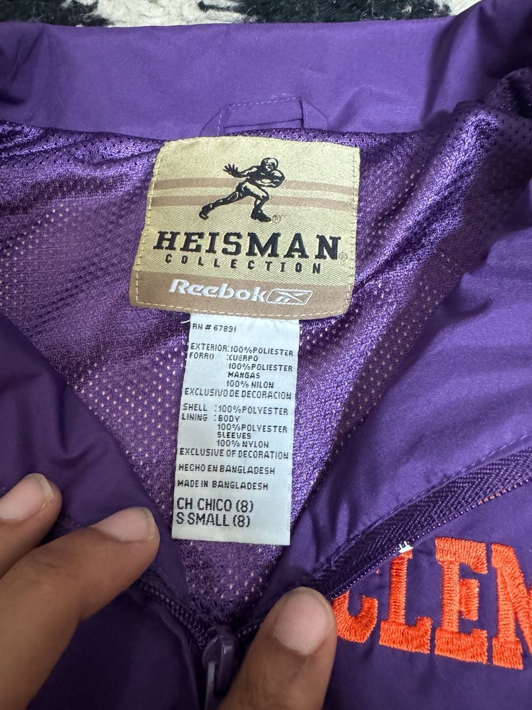 Kids Reebok Heisman Collection Clemson Tigers Purple Nylon Tracksuit Set Size Small 8 2
