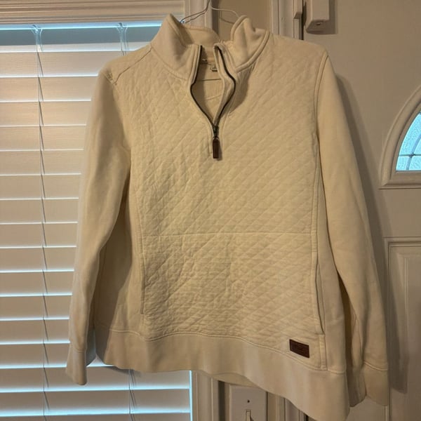 L.L.Bean Women's Quilted Quarter-Zip Pullover Cream Size L