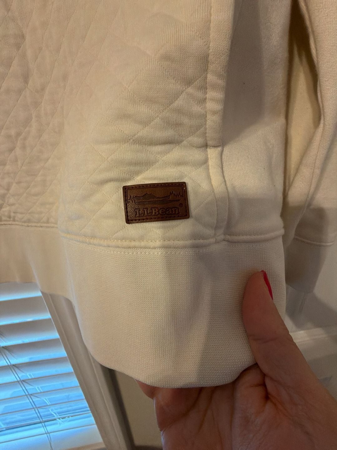 L.L.Bean Women's Quilted Quarter-Zip Pullover Cream Size L 3