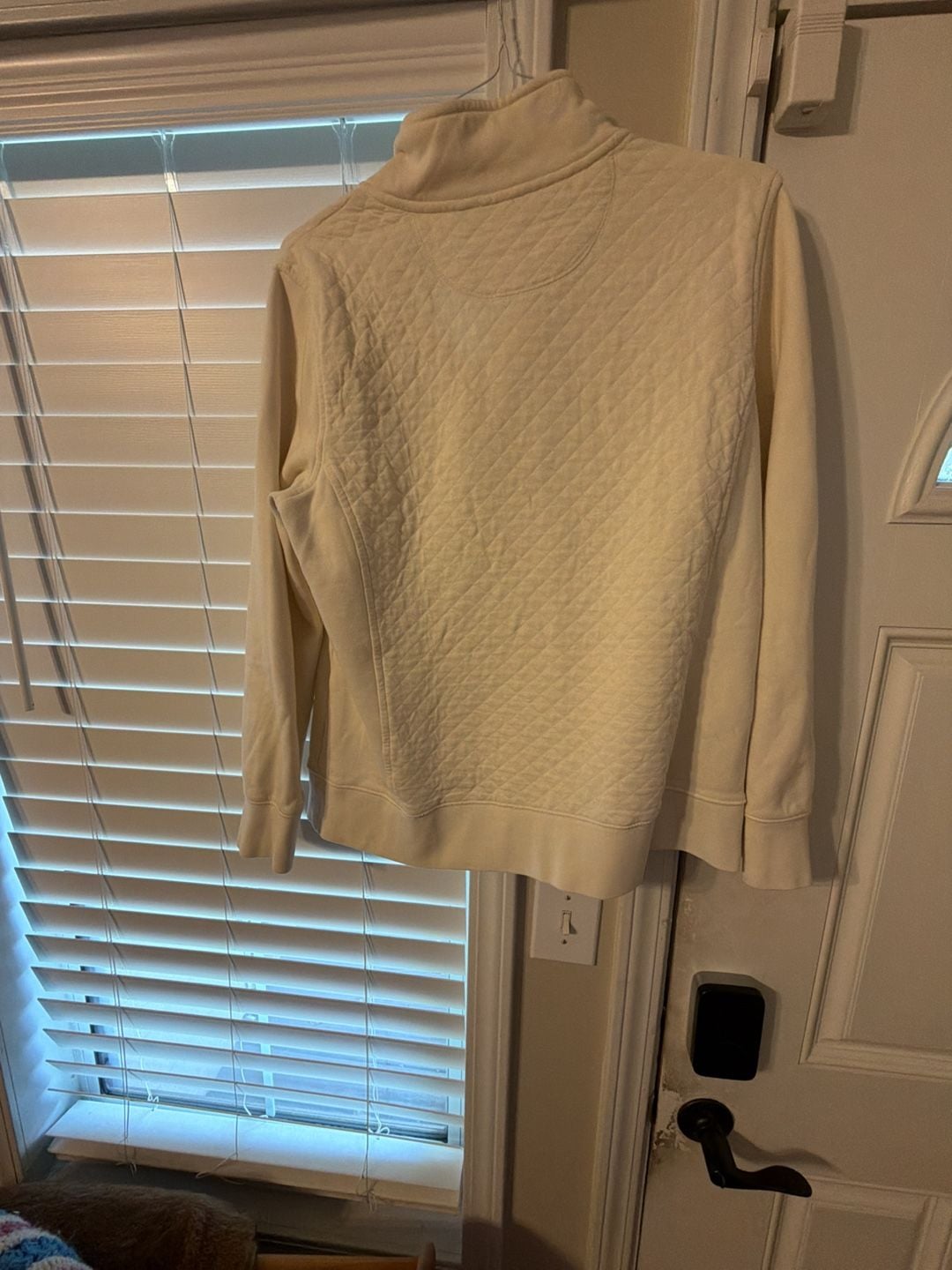 L.L.Bean Women's Quilted Quarter-Zip Pullover Cream Size L 6
