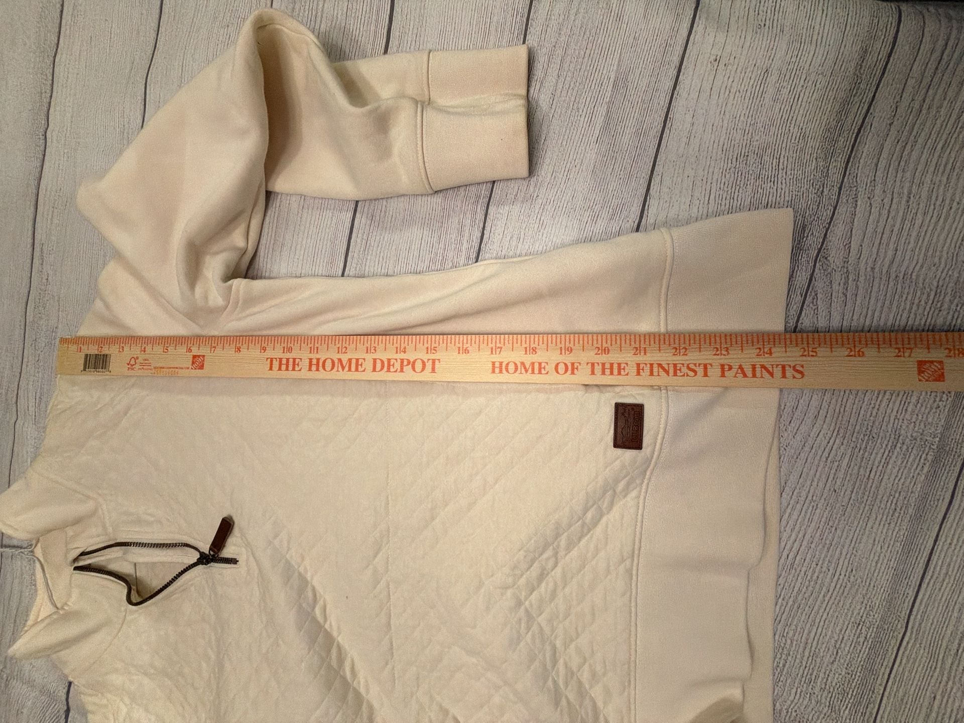L.L.Bean Women's Quilted Quarter-Zip Pullover Cream Size L 8