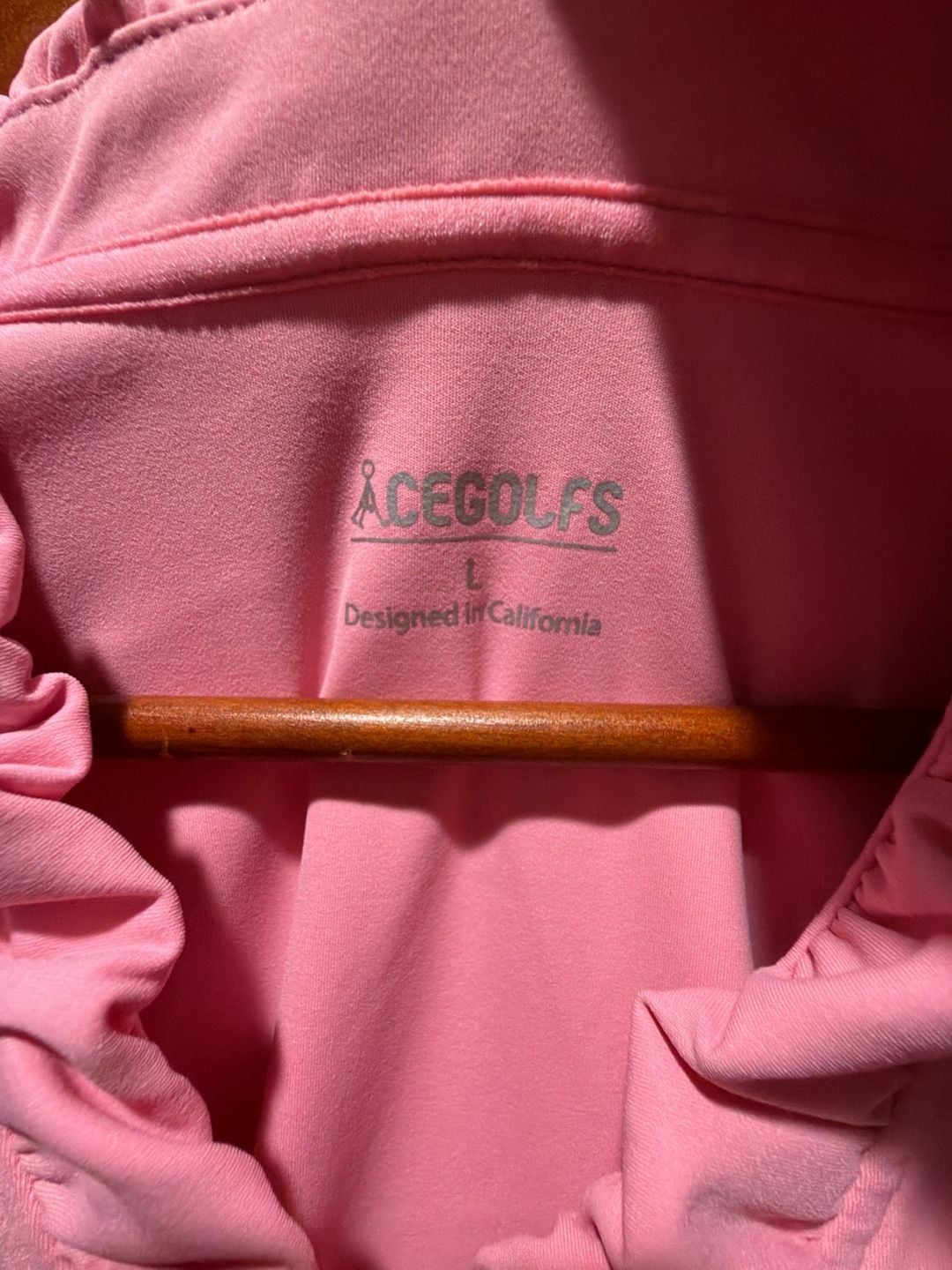 Acegolfs More Than Basic Ruffle V-Neck Polo Top UPF50+ Pink Size L 3