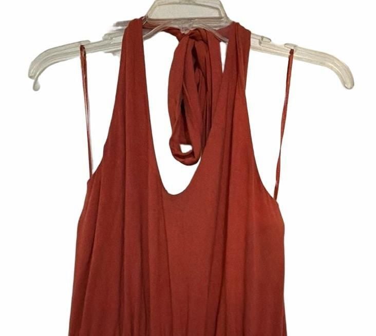 Old Navy Red Halter Neck Wide Leg Jumpsuit Size Small Tall 5