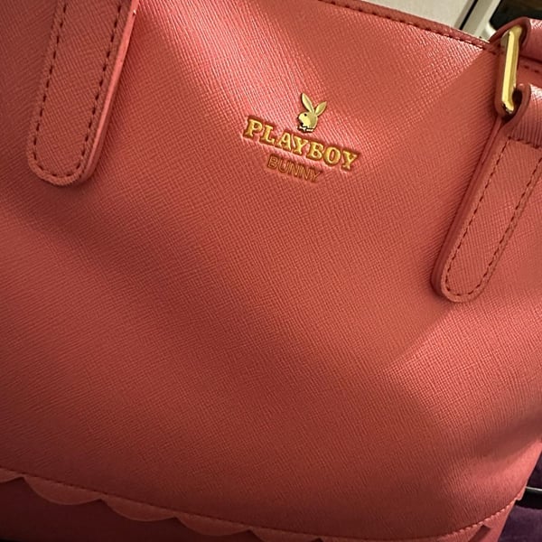 Playboy Bunny Pink Saffiano Vegan Leather Handbag Satchel