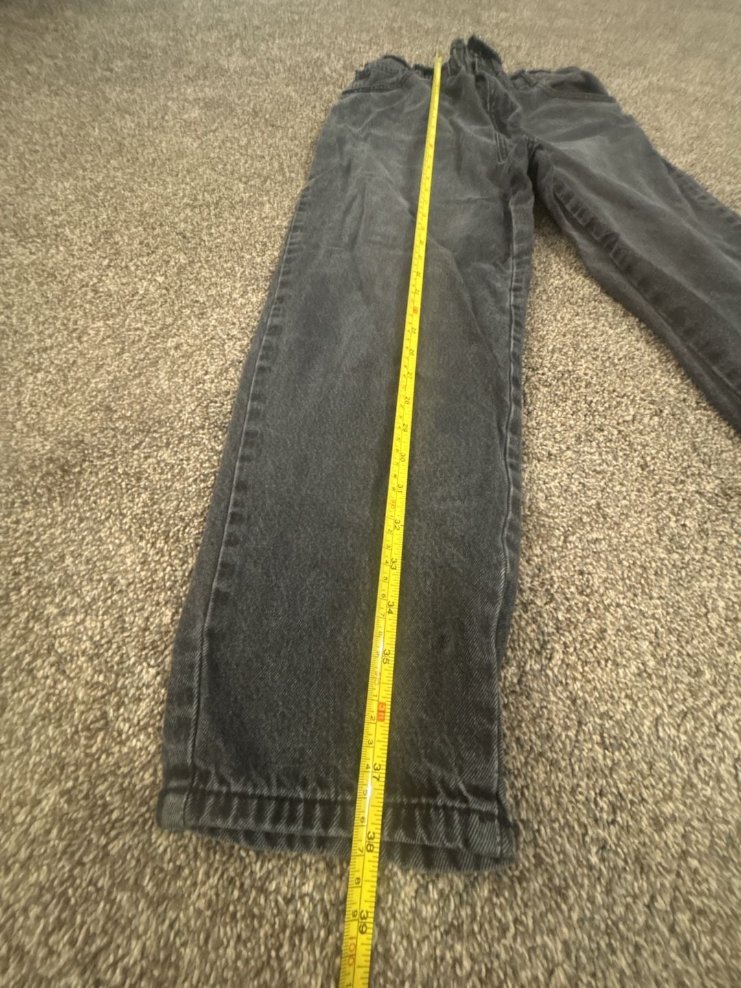 Elite Jean Black Acid Wash Paperbag Waist Tapered Mom Jeans 10