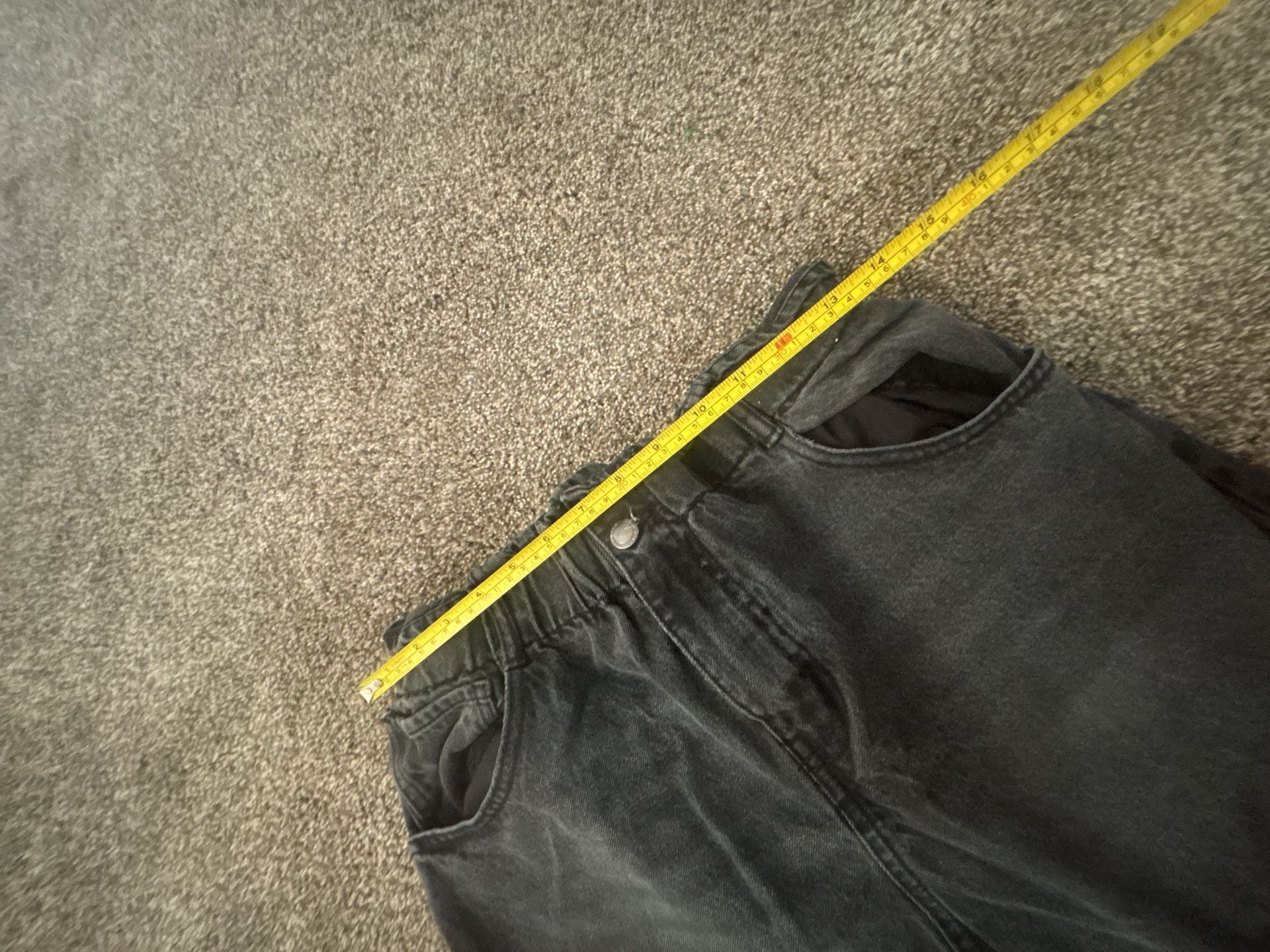 Elite Jean Black Acid Wash Paperbag Waist Tapered Mom Jeans 11