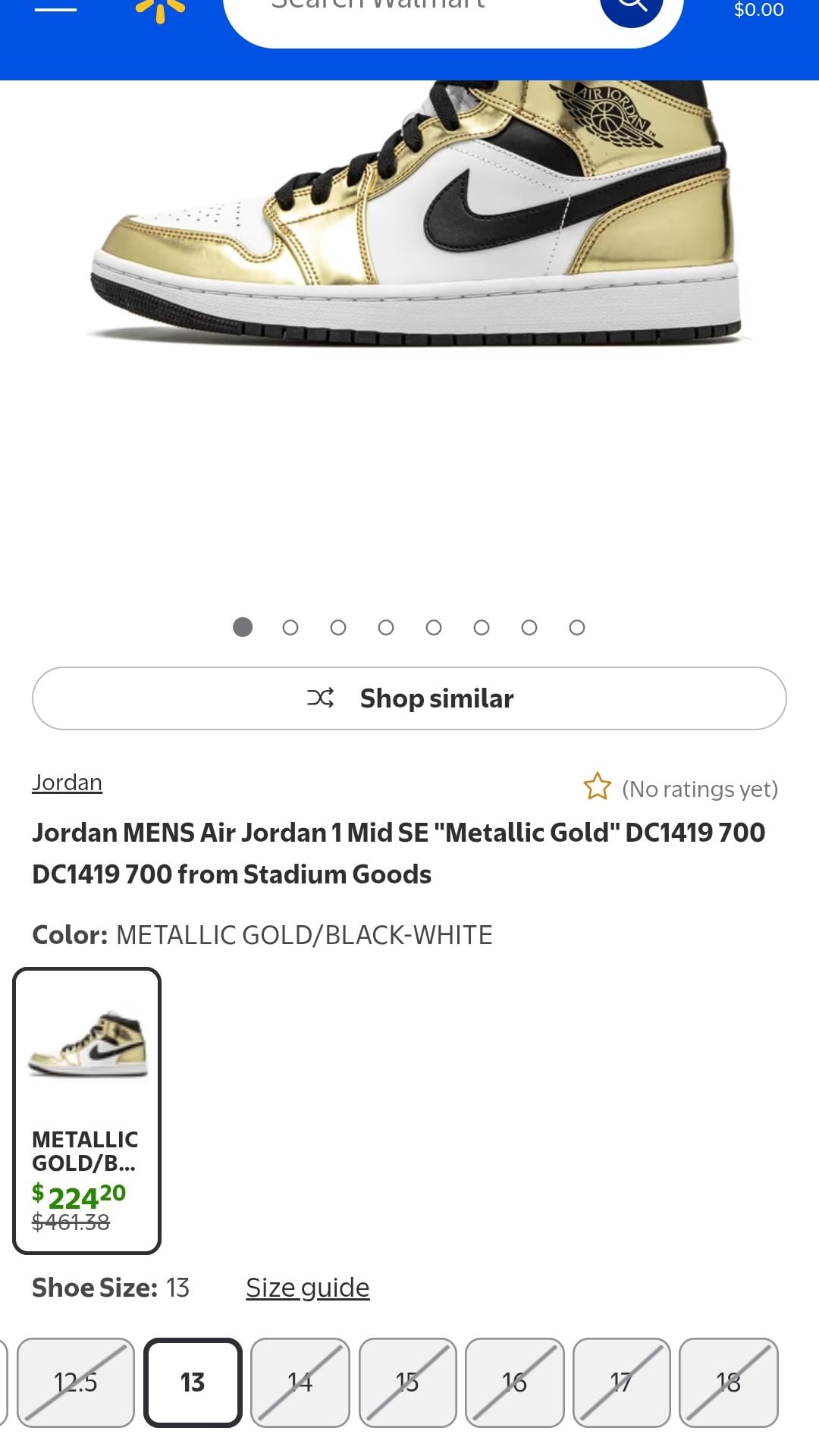 The Iconic Air Jordan 1 'Metallic Gold' Sneakers.

*$461 regular price at walmart (see pic) 14