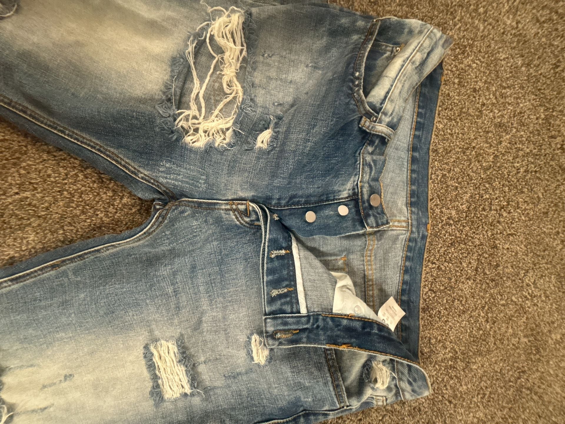 mnml Distressed Light Wash Denim Jeans Size 38 8