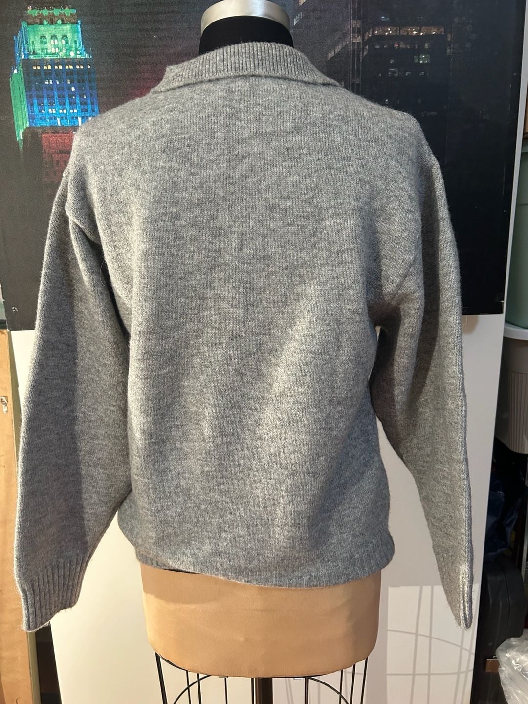 :CHOCOOLATE Grey V-Neck Collared Polo Knit Sweater XL 3