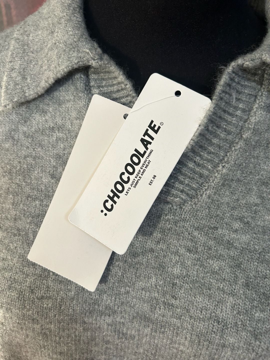 :CHOCOOLATE Grey V-Neck Collared Polo Knit Sweater XL 6