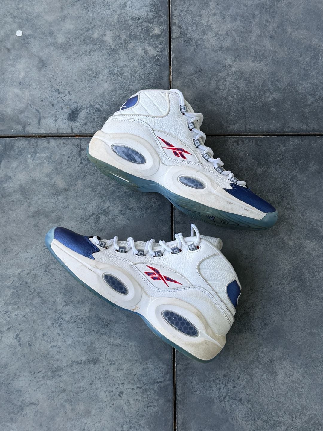 Reebok Question Mid Blue Toe Pearlized Basketball Shoes 2