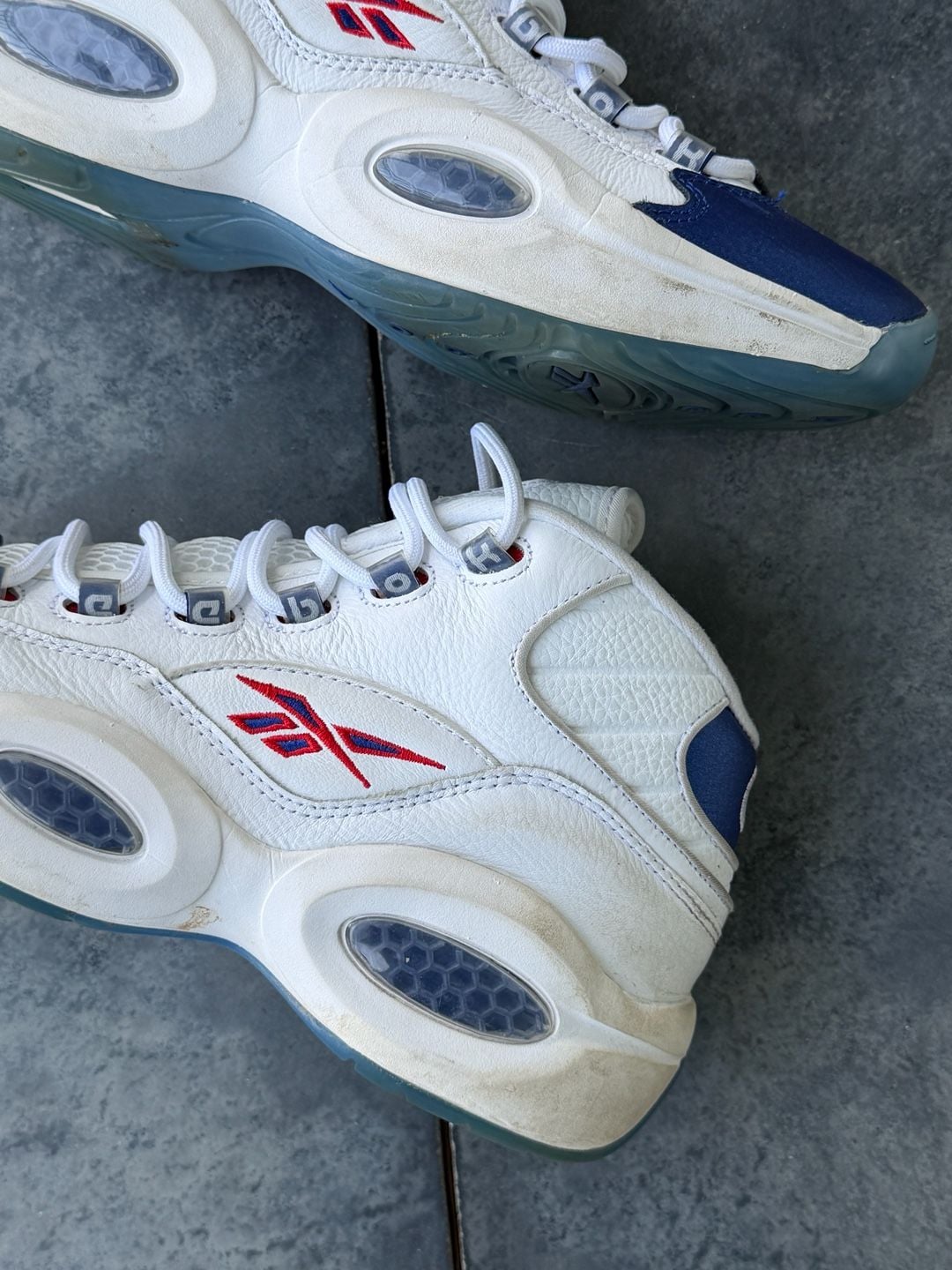 Reebok Question Mid Blue Toe Pearlized Basketball Shoes 3