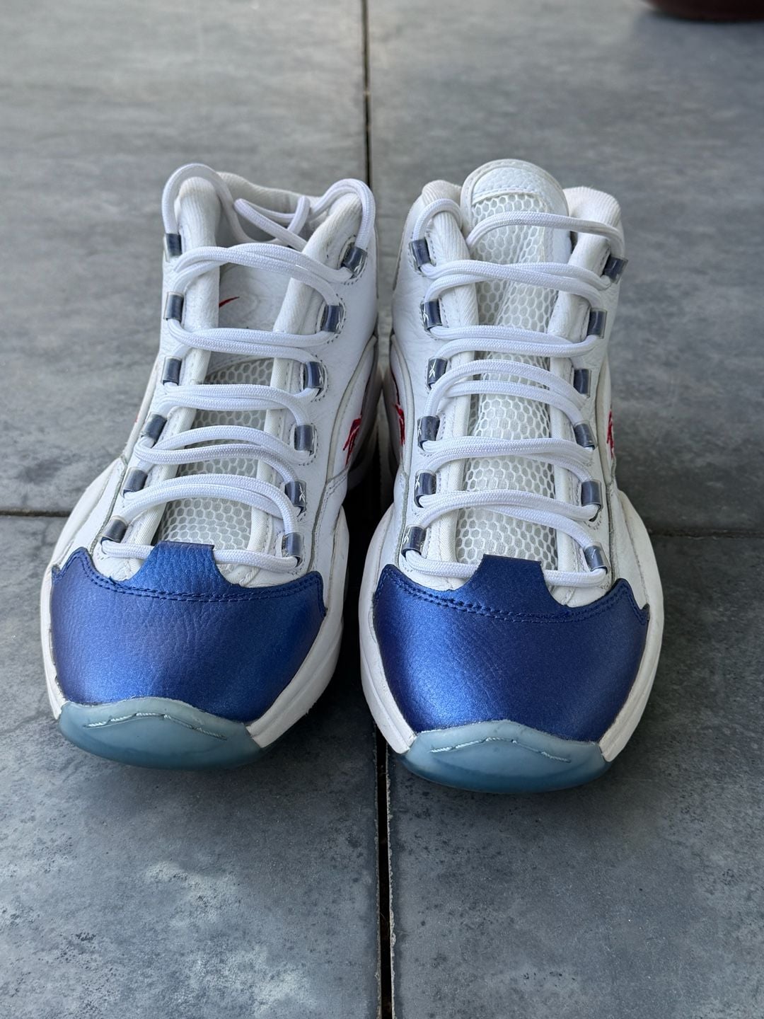 Reebok Question Mid Blue Toe Pearlized Basketball Shoes 4