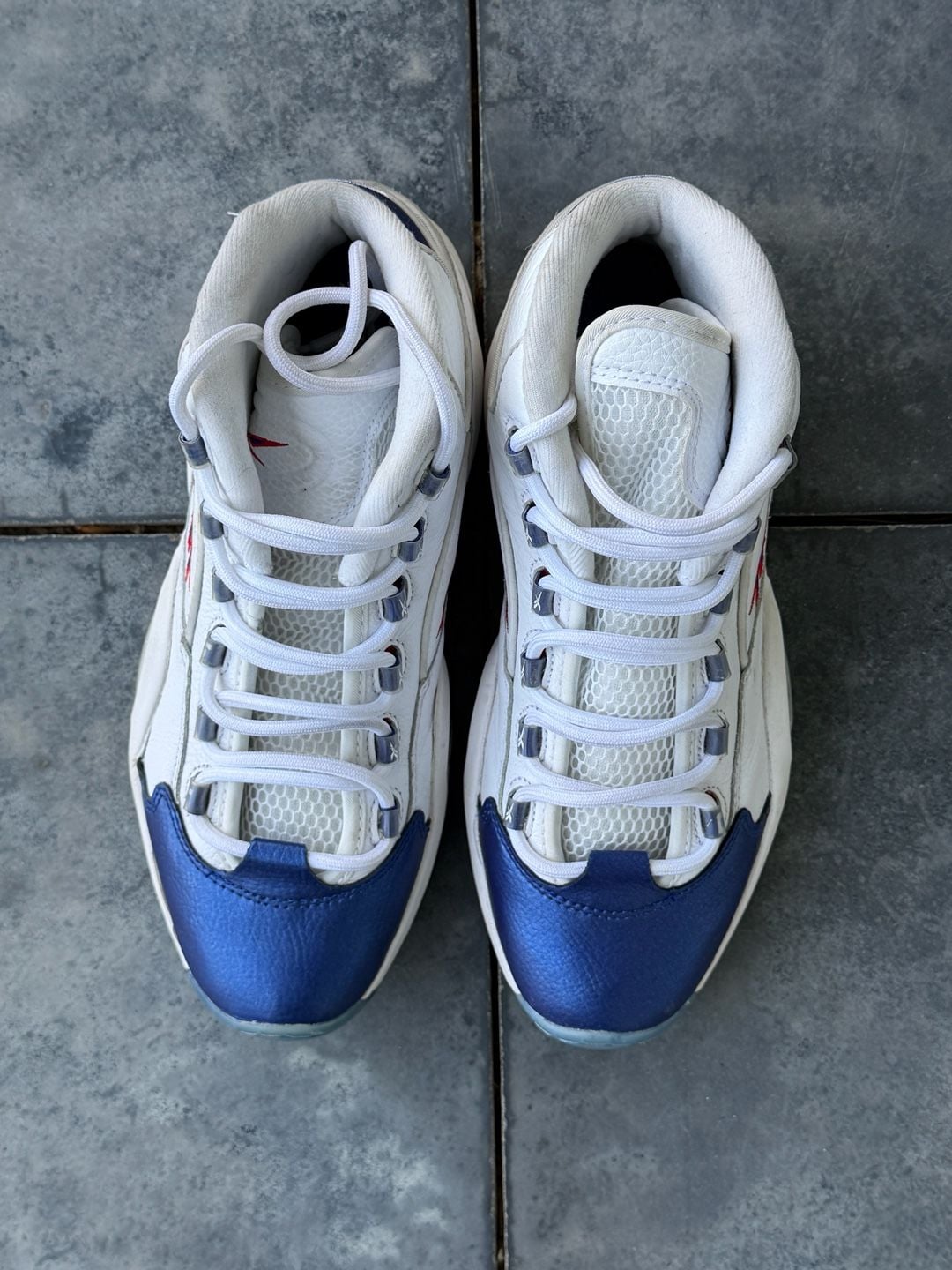 Reebok Question Mid Blue Toe Pearlized Basketball Shoes 5