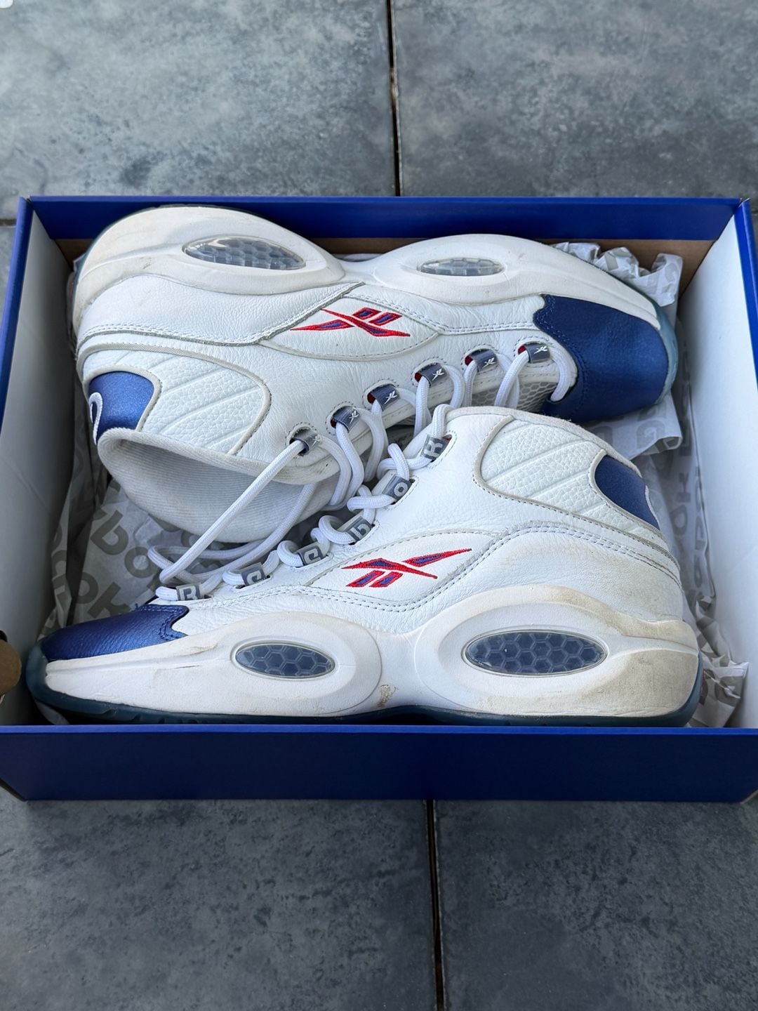 Reebok Question Mid Blue Toe Pearlized Basketball Shoes 8