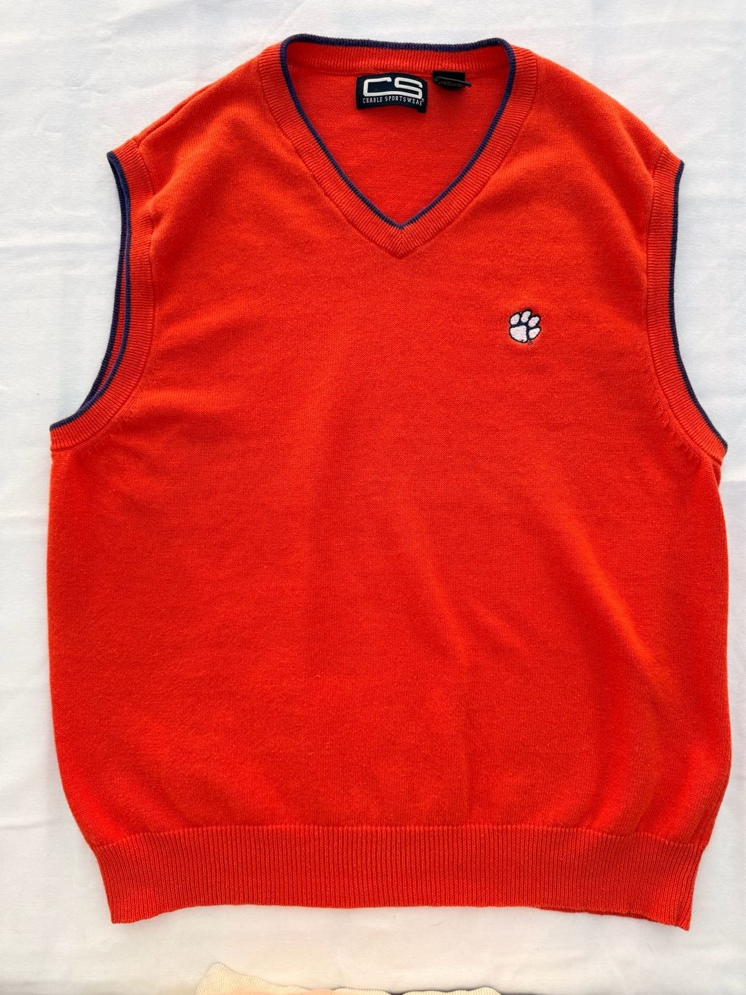 Crabbe Sportswear Clemson Tigers Orange Knit Sweater Vest, Size M 2