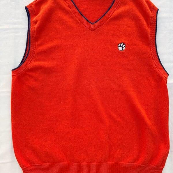 Crabbe Sportswear Clemson Tigers Orange Knit Sweater Vest, Size M