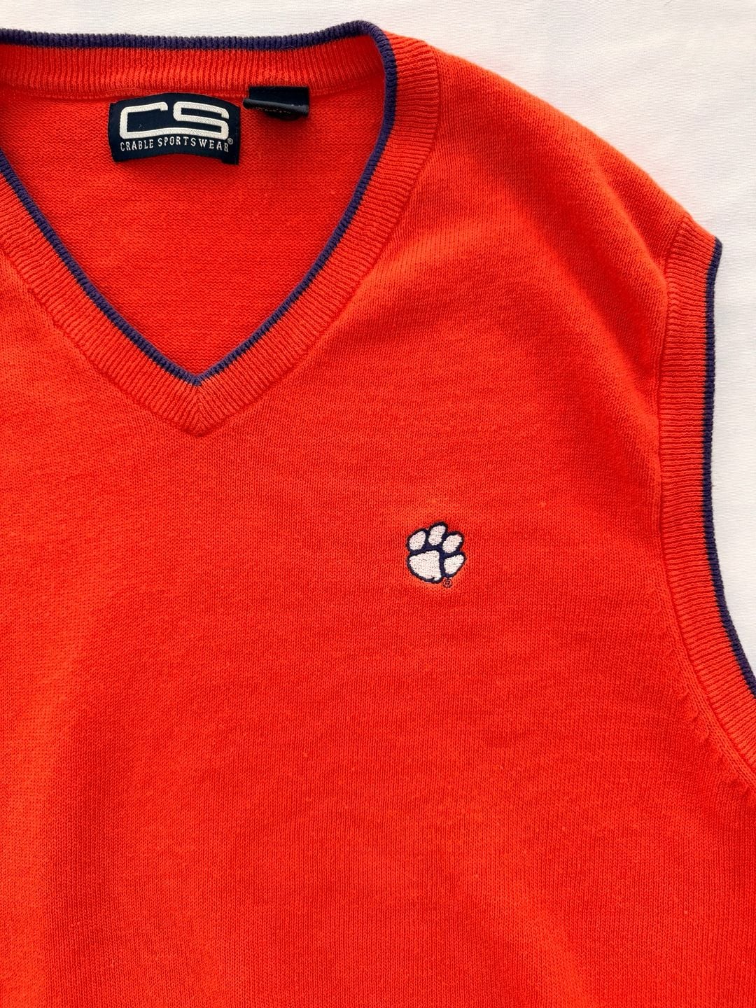 Crabbe Sportswear Clemson Tigers Orange Knit Sweater Vest, Size M 3