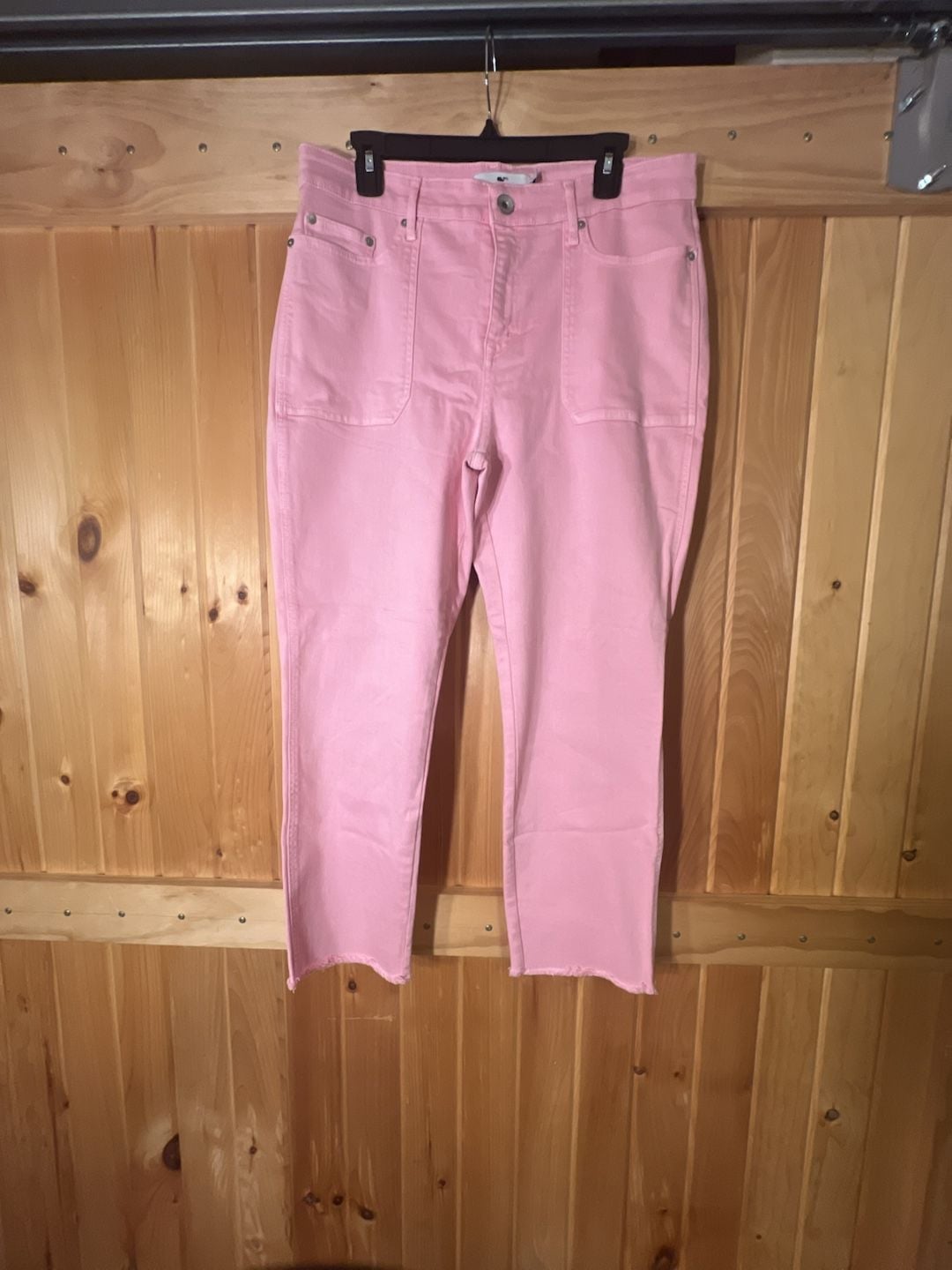 vineyard vines Pink Jamie Utility High-Rise Straight Crop Pants Raw Hem Size 32 2