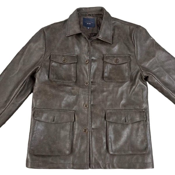 Marc Asher New York Men's Brown Faux Leather Safari Field Jacket Size L