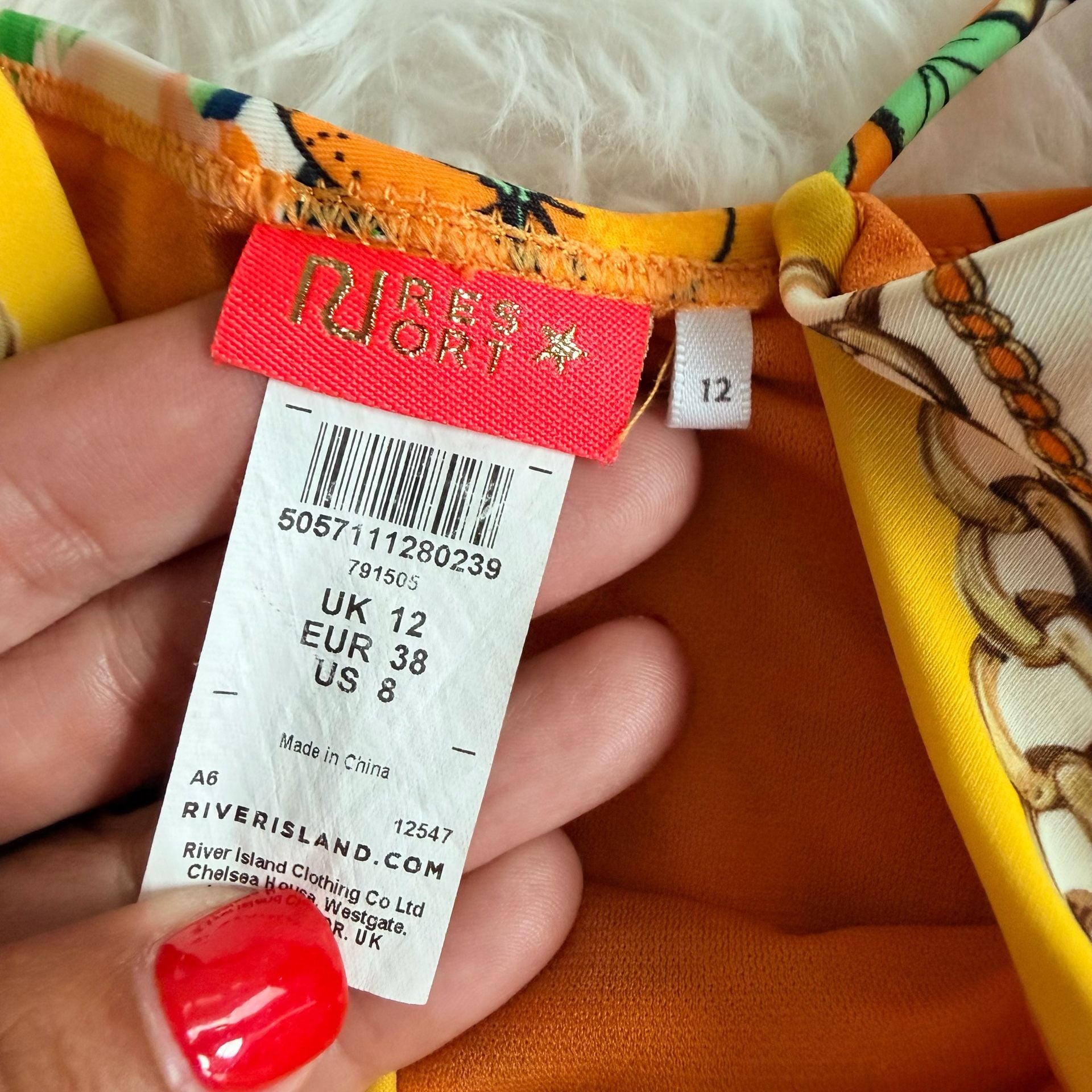 River Island Floral Wrap Front Swimsuit Leopard Tie Orange 3