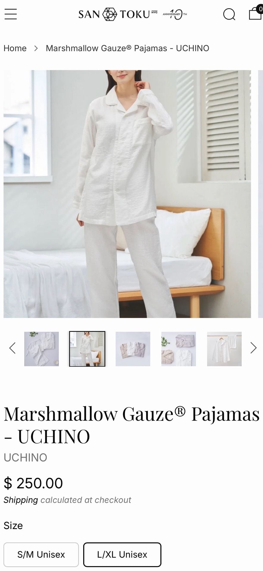 UCHINO Marshmallow Gauze Pajamas White 5