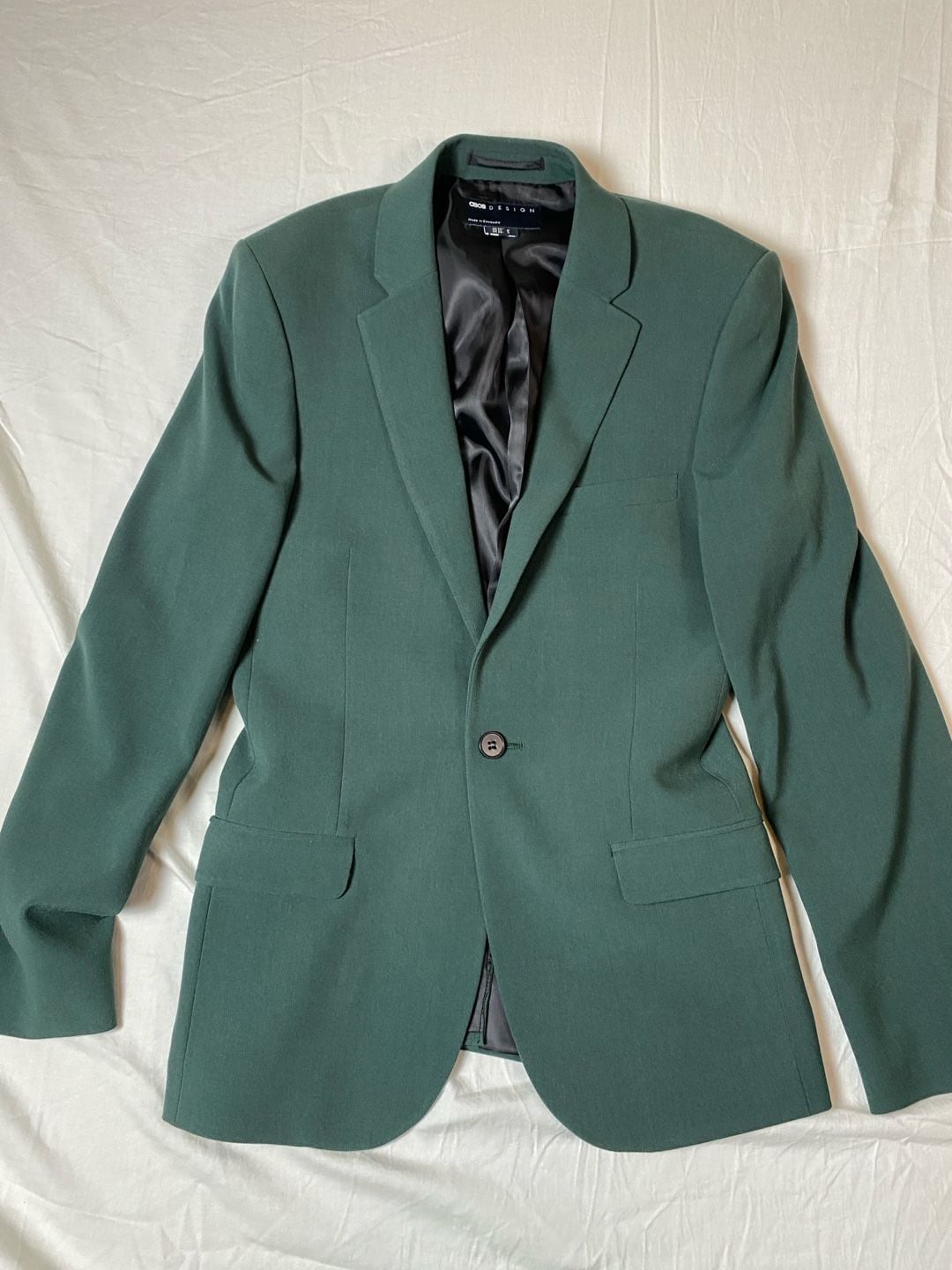 ASOS Men's Dark Green Two-Piece Suit, Size 46 , Slim Fit, One Button 1
