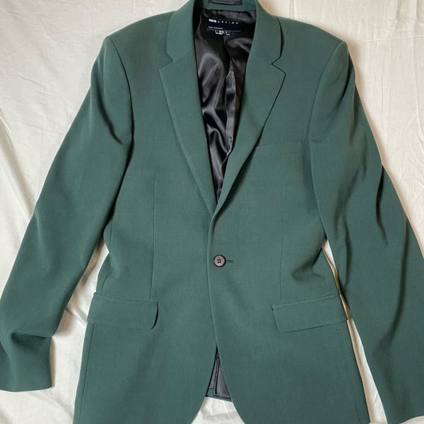 ASOS Men's Dark Green Two-Piece Suit, Size 46 , Slim Fit, One Button 