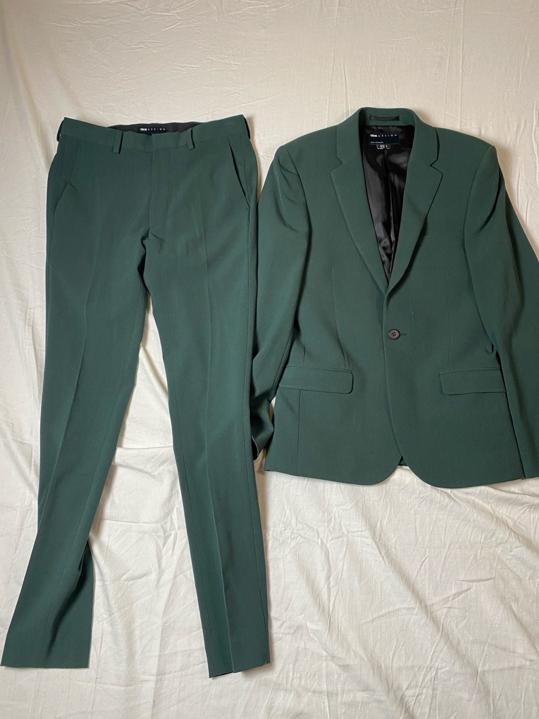 ASOS Men's Dark Green Two-Piece Suit, Size 46 , Slim Fit, One Button 6