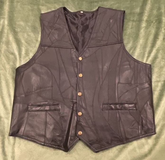 Navarre Leather Company Black Patchwork Genuine Leather Biker Vest 2