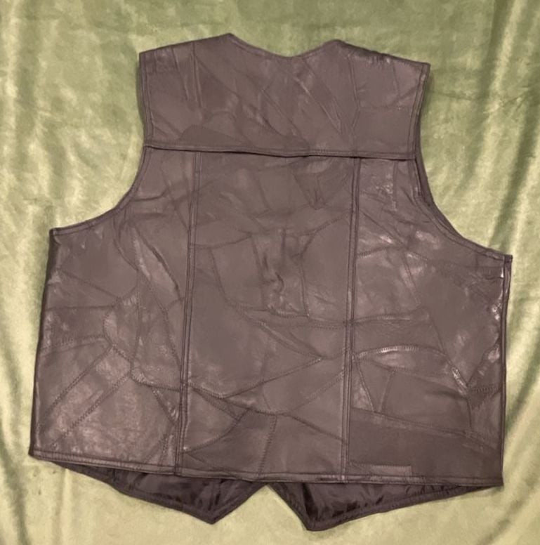 Navarre Leather Company Black Patchwork Genuine Leather Biker Vest 3