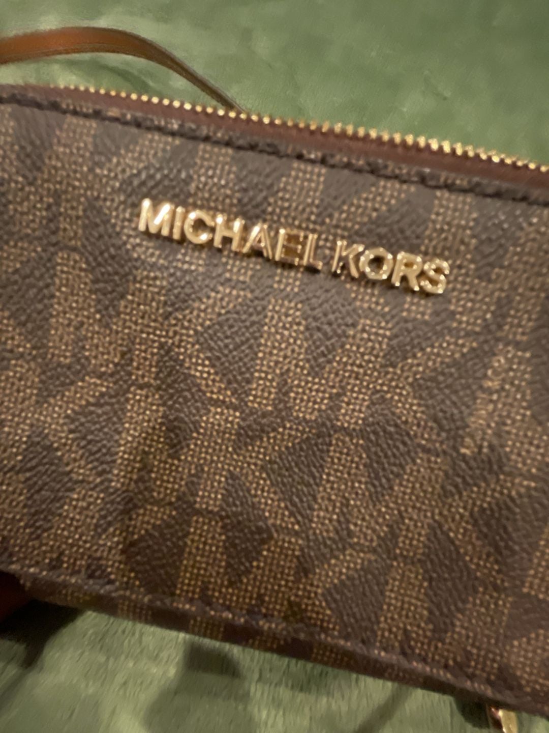 Michael Kors Jet Set Signature Brown Monogram Double Zip Crossbody Bag 10