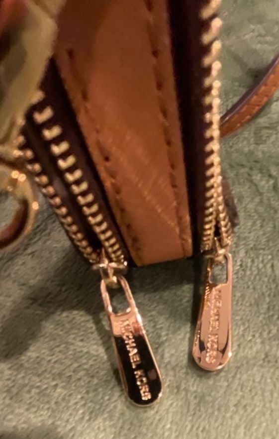 Michael Kors Jet Set Signature Brown Monogram Double Zip Crossbody Bag 9