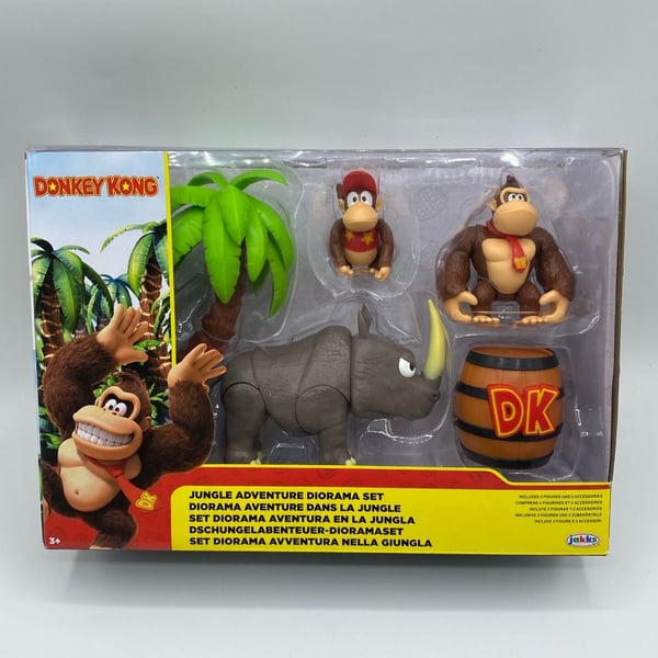 Jakks Donkey Kong Jungle Adventure Diorama Set DK Diddy Kong Rambi 2.5" NEW 2026