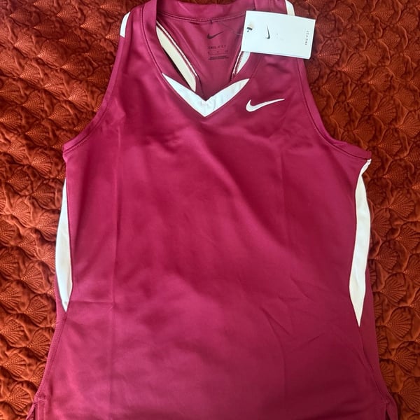 Nike Dri-FIT Womens Lacrosse Cardinal Red White Sleeveless Jersey Top Size S