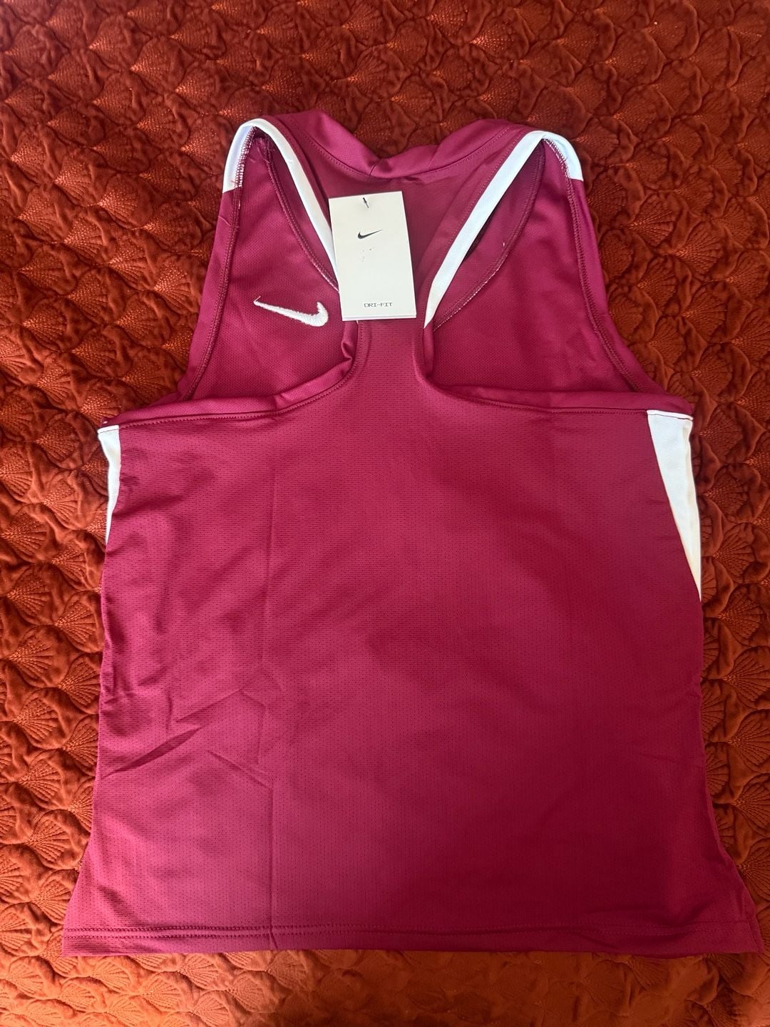 Nike Dri-FIT Womens Lacrosse Cardinal Red White Sleeveless Jersey Top Size S 4