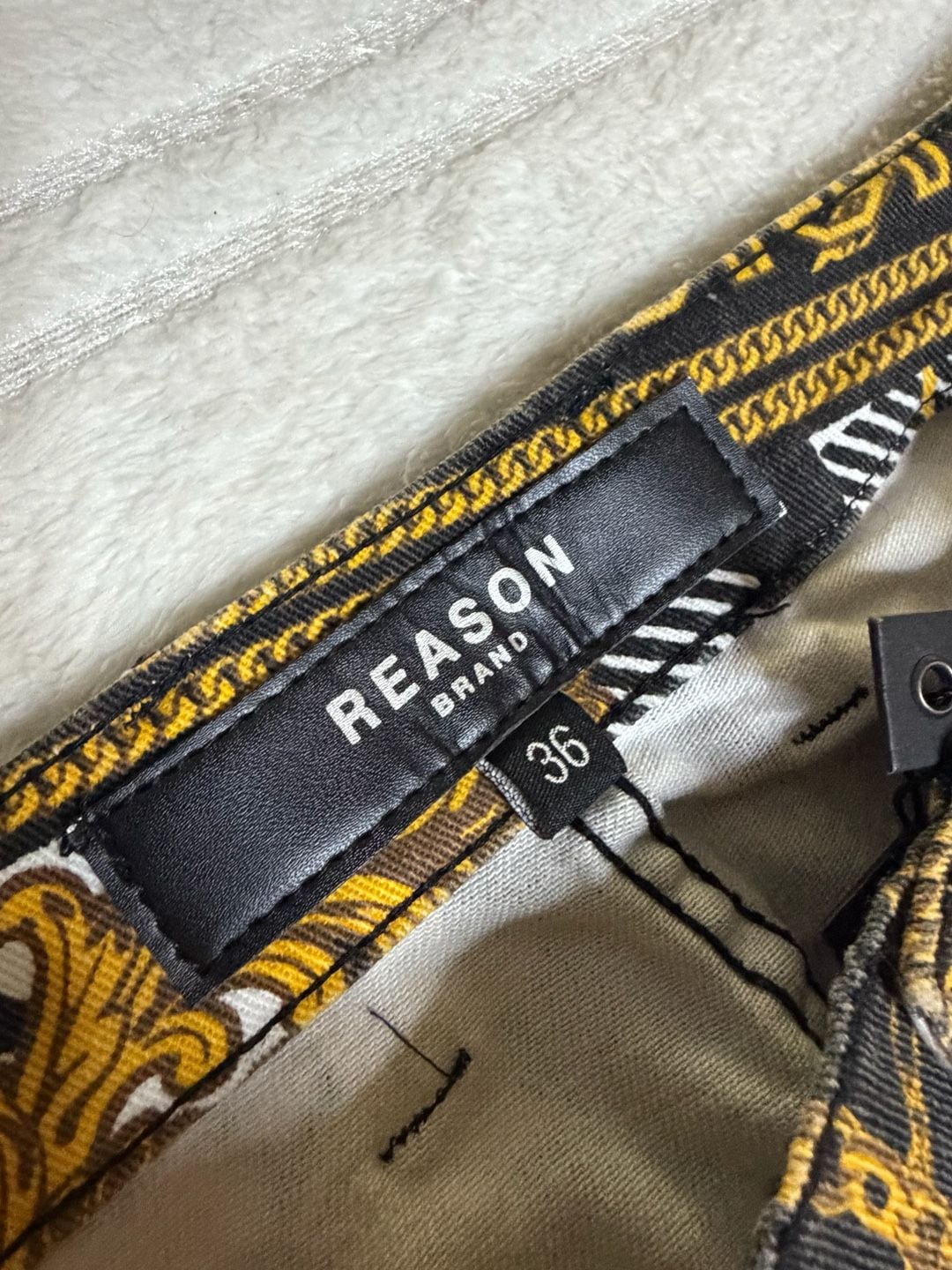 NWT Reason Brand Exotic Style Baroque Chain Animal Print Denim Pants and Jacket Set Size 36 5