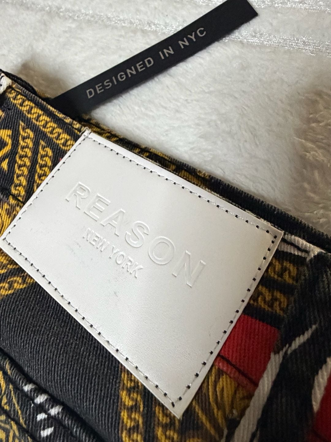 NWT Reason Brand Exotic Style Baroque Chain Animal Print Denim Pants and Jacket Set Size 36 8