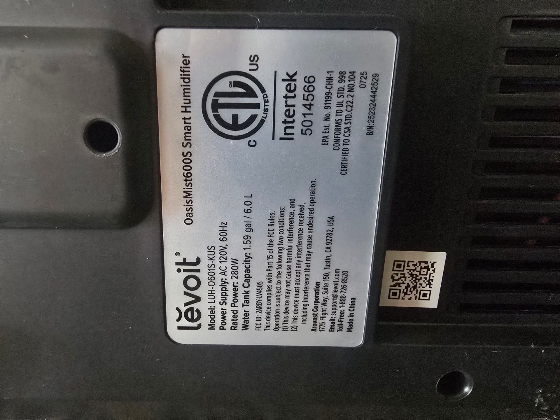 Levoit OasisMist 600S Smart Humidifier LUH-O601S-KUS 5