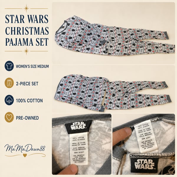 Star Wars Christmas Pajama Set Darth Vader Stormtrooper Women's Size Medium 2-Piece