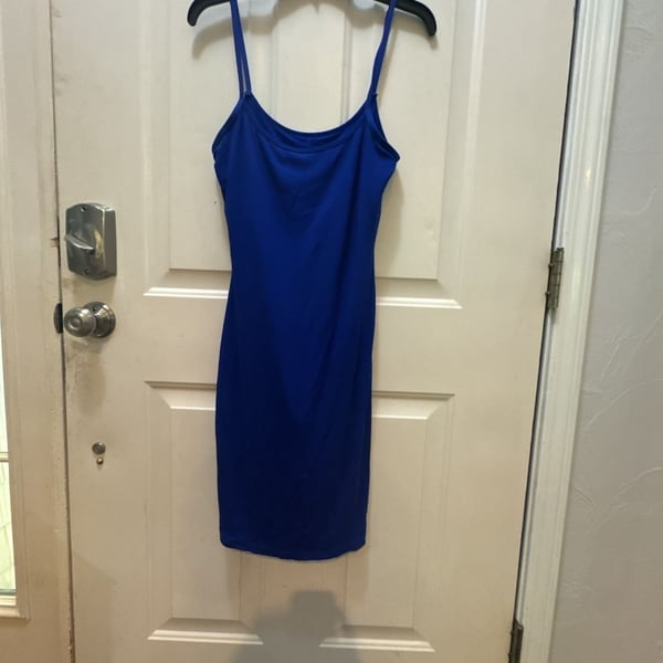Popilush Built-In Shapewear Solid Modal Butt Lift Mini Slip Dress Royal Blue