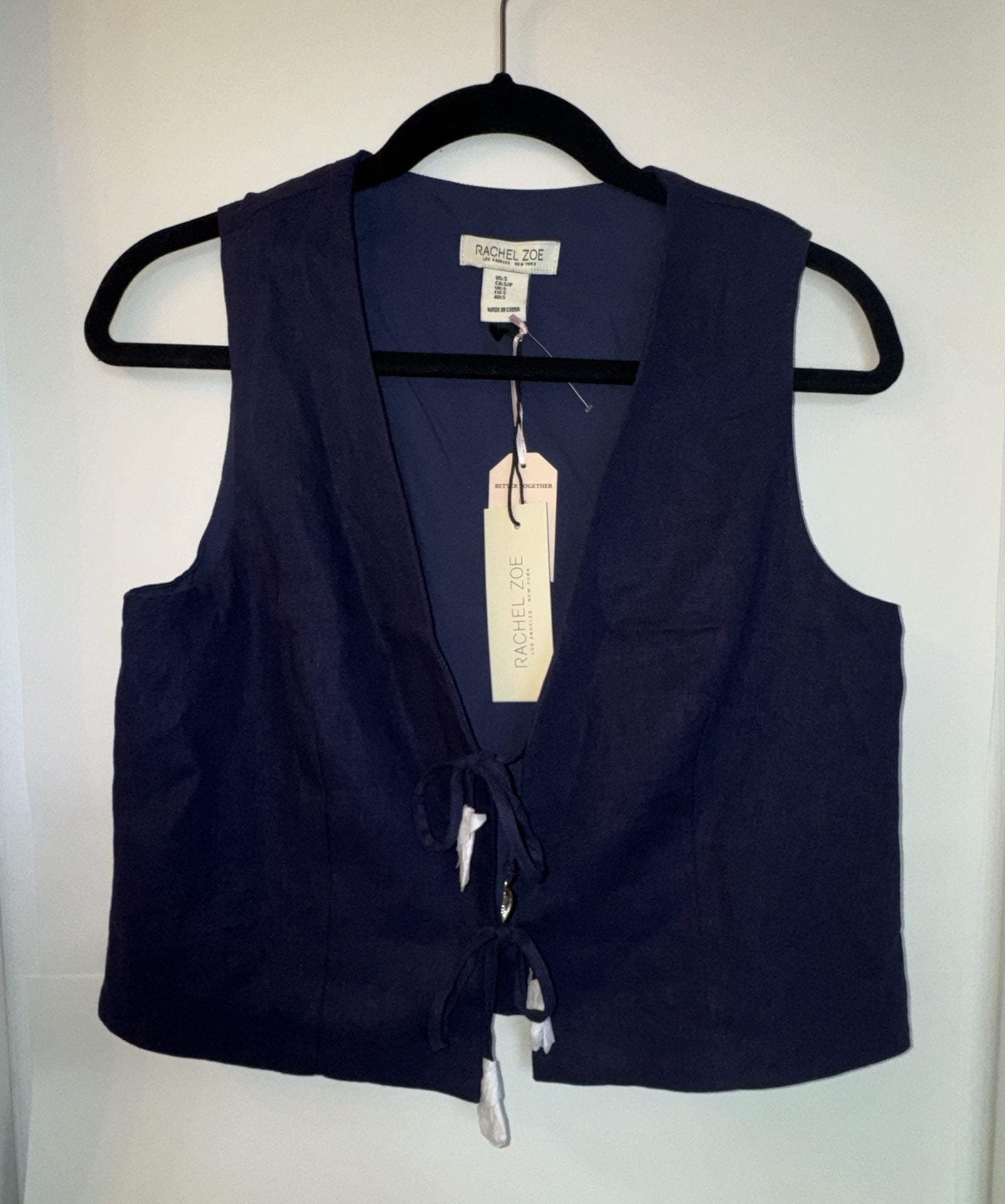 Rachel Zoe Navy Blue Tie Front Vest Top 2