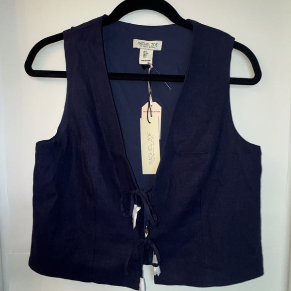 Rachel Zoe Navy Blue Tie Front Vest Top