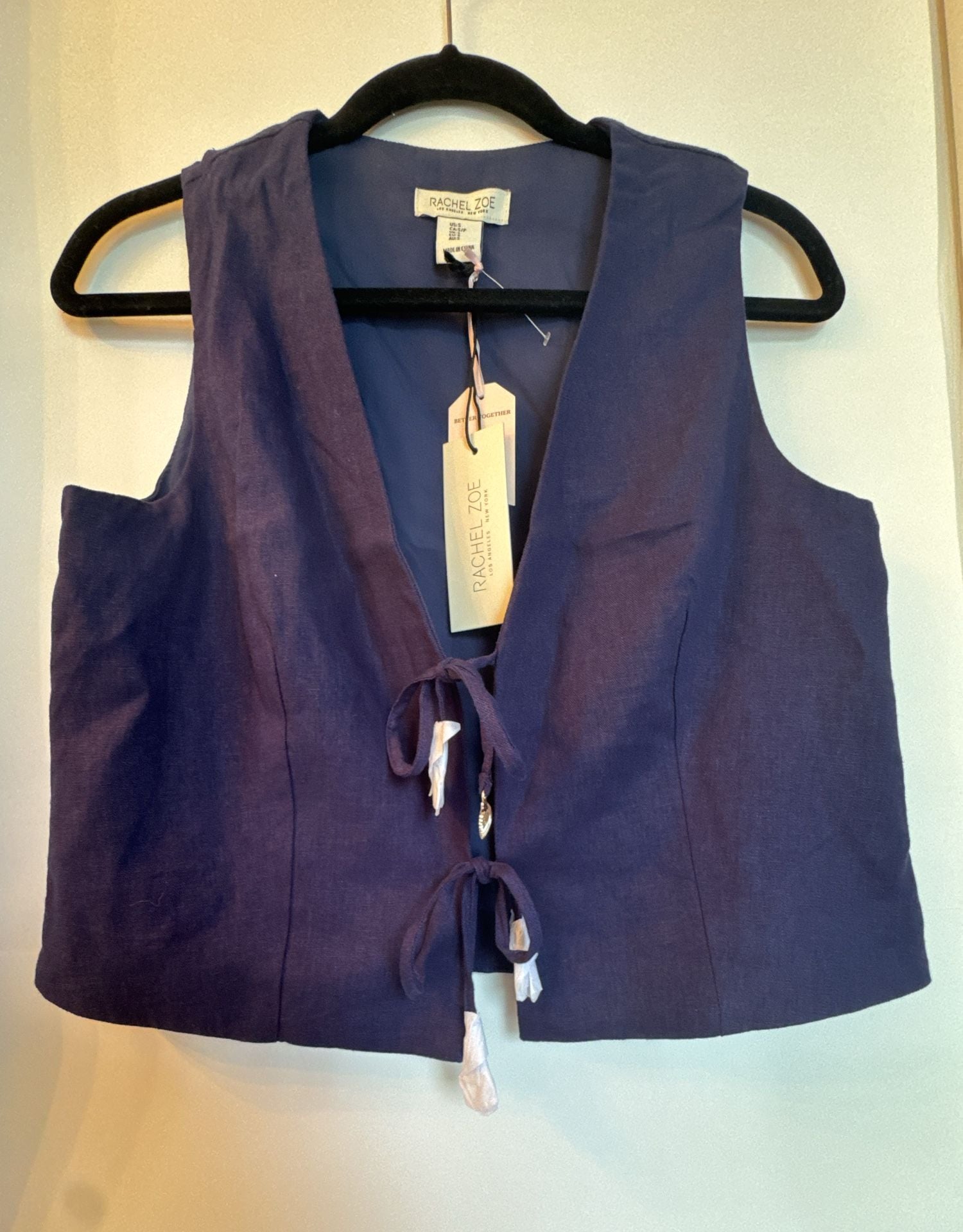 Rachel Zoe Navy Blue Tie Front Vest Top 4