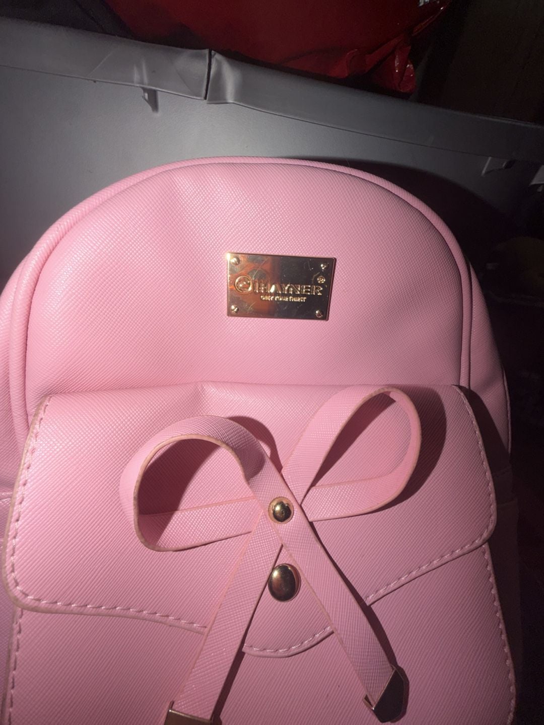 Ihayner Pink Bowknot Cute Leather Mini Backpack Purse 3