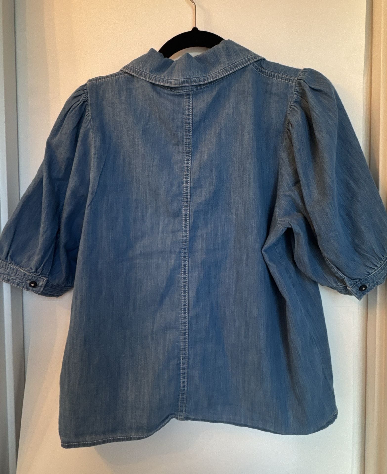Bagatelle Denim Sailor Blouse with Puff Sleeves 4