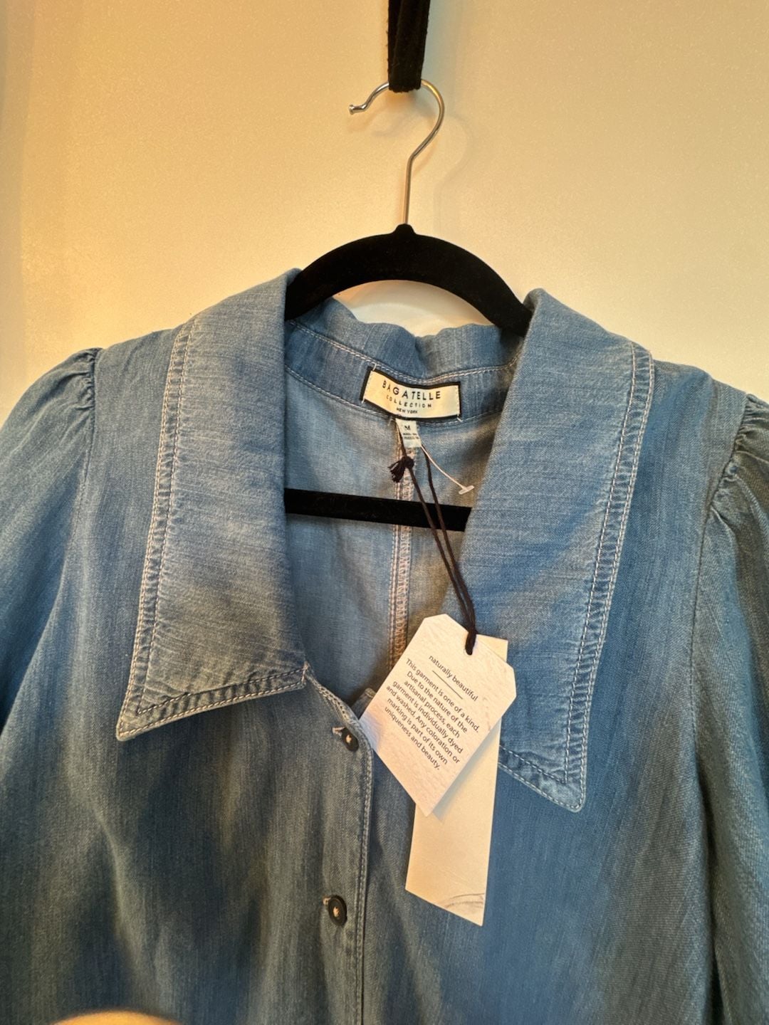 Bagatelle Denim Sailor Blouse with Puff Sleeves 3